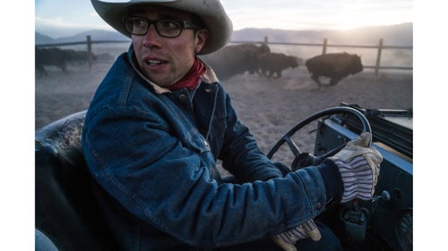 Nick Baefsky, a ranch manager for Ranchlands’ McAuliffe Ranch, rounds up scores of wild bison in an old Jeep, often the best tool for the job. It allowed us to maneuver our way through the various pastures and chutes with enough speed and pressure to keep the herd moving in the right direction.