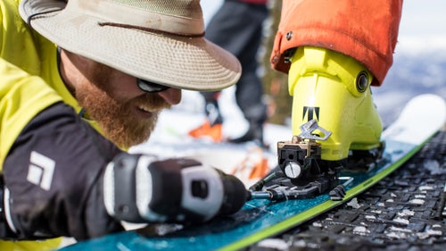 Several dedicated ski techs were always available to adjust bindings to help skiers test as many skis as possible each day.