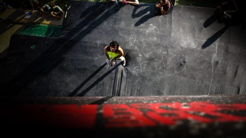 Last weekend, the North Face’s Chile brand put on Latin America’s biggest—and loudest, and rad-est, and rowdiest—bouldering competition. The event is called “Master de Boulder,” and from March 24 to 25, it showcased some of the world’s top climbing talent in the Chilean capital of Santiago.
Big-name competitors included Alex Honnold, Emily Harrington, Alex Megos (Germany), Cedar Wright, Valentina Aguado (Argentina), and Daniel Woods. But in the end, what made the competition stand out was its atmosphere: glowing Santiago Sunsets; wickedly supportive spectators; and the backdrop of the Andes Mountains.
Taking first place for the women was Argentina’s Valentina Aguado. For men, it was Alex Megos. The whole event ended fiesta-style, with a party in Casa Boulder, a local bouldering gym.
Photo: Ronny Escobar (Chile) stares up at his first problem of the finals. He didn't podium, but placed fourth in the 2016 edition of Master of Boulder.