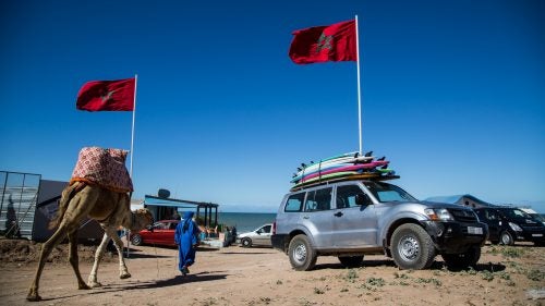 The competition took place off the coast of Tamraght, a small fishing village on the dusty coastline between Taghazout and Agadir. Surfing and surf tourism have exploded in the region, with the number of “surf camps” increasing from four to 82 over the past decade.