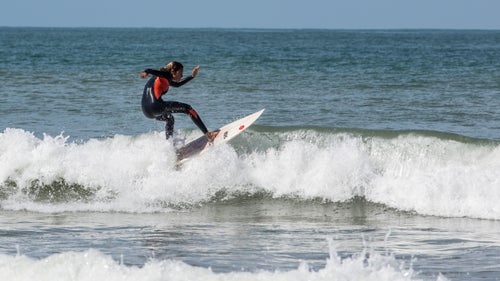 Lilias Tebbai placed second at the open, narrowly edging ahead of Moroccan surf and bodyboard legend Fatima Zahra Berrada. Tebbai, a 12-year-old from Casablanca, is currently ranked second in Morocco. She says the atmosphere in the water among female surfers is more supportive than adversarial. “They tell me when I make mistakes. They tell me not to go for the bad waves and tell me to take the good ones.”