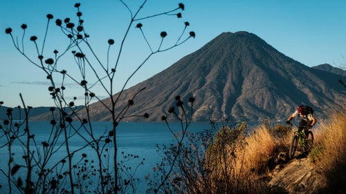 Eric Porter rides above Lake Atitlán, which is surrounded by 33 volcanoes, including three that are currently active.