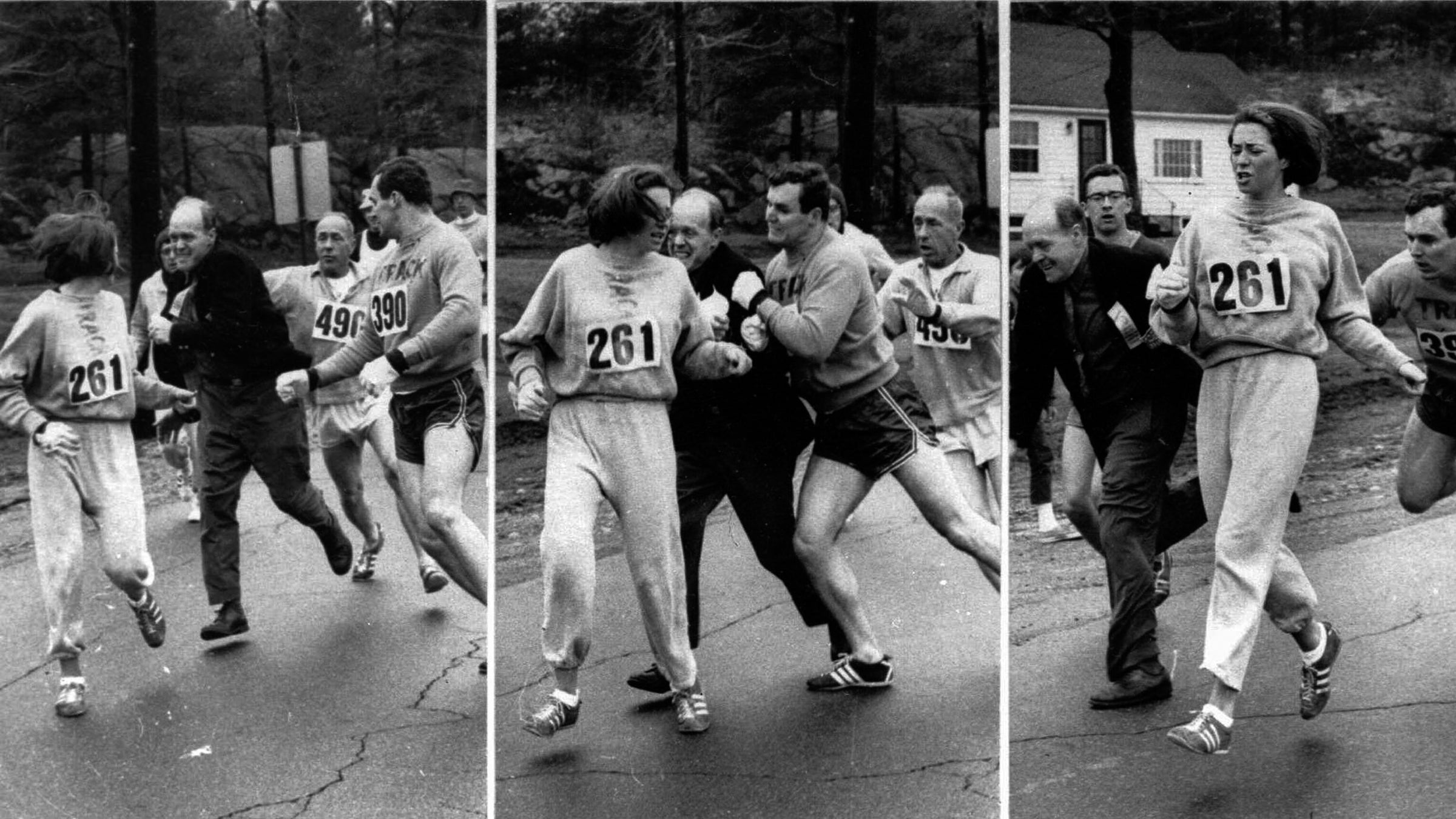 Switzer's iconic moment during the 1967 Boston Marathon.