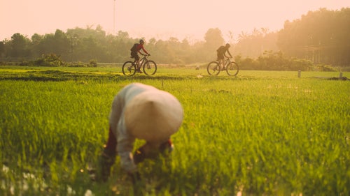 In 1972, the father of four-time world champion mountain biker Rebecca Rusch died when his plane was shot down over Laos during the Vietnam War. She was three years old at the time. More than 40 years later, Rusch decided to set out on the 1,200-mile Ho Chi Minh Trail in search of her father’s crash site. Accompanied by Vietnamese cycling champion Huyen Nguyen, a small support team, and a film crew from Red Bull Media House (they’ll release a film this summer), Rusch and Nguyen traveled through villages, jungle, and rugged terrain for just under a month in the spring of 2015.
We caught up with Rusch, who lives in Idaho, to give us a preview of the upcoming film, Blood Road.
New trailer out now!
Photo: Rebecca Rusch and Huyen Nguyen pedal the Ho Chi Minh Trail through the rice fields of Vietnam. During the war, the trail acted as a pathway of support, materials, and military personnel, stretching from the northern part of the country through Laos, Cambodia, and into southern Vietnam. Rusch and Nguyen began their ride in Hanoi.