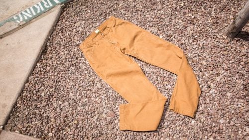 Taylor Stitch Chore Pant ($100)
Thick 12-ounce cotton canvas and reinforced double-layer knees will make these your favorite work pants. Taylor Stitch adds its touch by slimming the legs for a more refined look.