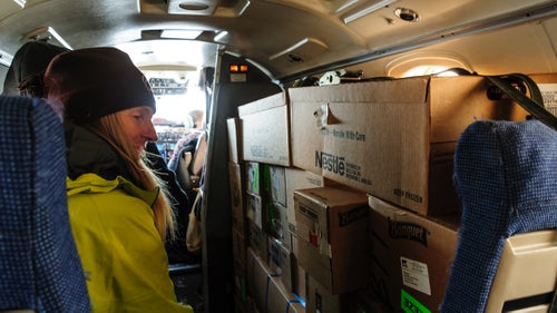 Kaktovik’s population hovers around 250 people, mostly native Inupiat, willing to brave the weather (temperatures often sink below minus 40 degrees Fahrenheit). Getting there is no easy task. Here, we share a flight carrying food to the local store.