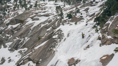 The book’s often-cryptic descriptions of lines keep things interesting. Here, some exploratory ice climbing to ski in the White Pearl, low in Little Cottonwood Canyon.