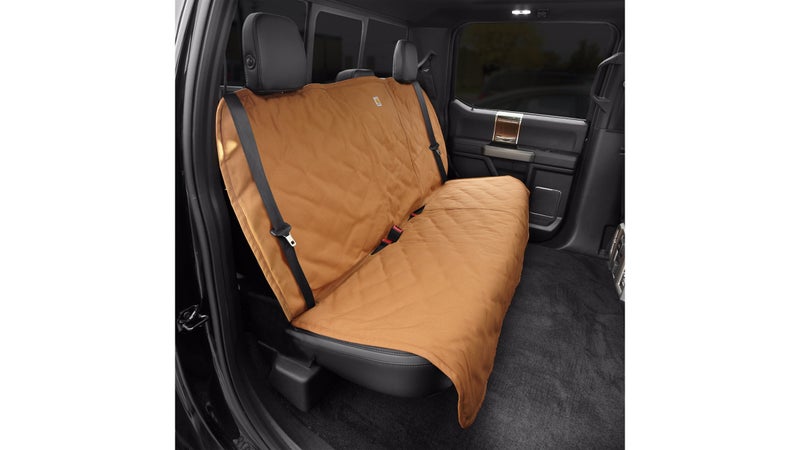 Carhartt Dog back-seat cover, to keep the hair and scratchy claws off your leather.