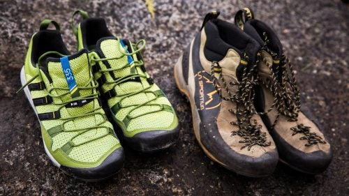 Smith says his favorite and most important piece of gear is his footwear. Much of Yosemite is covered in polished granite slabs, so he needs shoes with sticky climbing rubber. Most of the time, Smith wears a light approach shoe like the Adidas Terrex Solo, which he uses to carry hikers out on a litter, and for climbing routes up to about a 5.7. During helicopter rescues, he’s required to wear an ankle-height leather boot, so he busts out the (now discontinued) La Sportiva Ganda Guide.