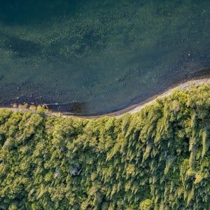 A view from above, where the Sibley Peninsula in Ontario meets Lake Superior's crystal edge.