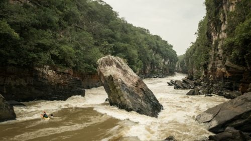 Last November, when the Colombian government struck a long-awaited peace accord with the rebel group FARC, which has occupied the country’s jungles for decades, Ben Stookesberry began planning a kayaking trip to the embattled country. He and four fellow paddlers had their sights set on the Rio Apaporis, a 700-mile river that wends through swaths of the Amazon basin, from central Colombia clear to the Brazilian border. They assumed they’d be able to negotiate passage with any armed guerillas they might encounter if they launched in the spring. They were wrong.
Stookesberry, a 38-year-old Coloradoan who has kayaked some of the world’s most remote rivers, says the Apaporis had been on his radar for about 15 years because he knew the territory was relatively unexplored. He’d paddled in Colombia on five separate occasions between 2003 and 2008, but called off any more expeditions there due to the government’s war against the FARC, which spanned 52 years and left more than 220,000 dead. “For the longest time you couldn’t get near the Apaporis,” he says.
The peace accord opened an opportunity. On March 30, the five kayakers launched their boats at the village of La Tunia, attempting to make the first descent of the Rio Apaporis over 30 days. Twenty-one days and 500 miles later, FARC rebels ended it. The photos the kayakers took along the way offer a glimpse of how it happened.