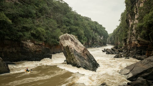 Last November, when the Colombian government struck a long-awaited peace accord with the rebel group FARC, which has occupied the country’s jungles for decades, Ben Stookesberry began planning a kayaking trip to the embattled country. He and four fellow paddlers had their sights set on the Rio Apaporis, a 700-mile river that wends through swaths of the Amazon basin, from central Colombia clear to the Brazilian border. They assumed they’d be able to negotiate passage with any armed guerillas they might encounter if they launched in the spring. They were wrong.
Stookesberry, a 38-year-old Coloradoan who has kayaked some of the world’s most remote rivers, says the Apaporis had been on his radar for about 15 years because he knew the territory was relatively unexplored. He’d paddled in Colombia on five separate occasions between 2003 and 2008, but called off any more expeditions there due to the government’s war against the FARC, which spanned 52 years and left more than 220,000 dead. “For the longest time you couldn’t get near the Apaporis,” he says.
The peace accord opened an opportunity. On March 30, the five kayakers launched their boats at the village of La Tunia, attempting to make the first descent of the Rio Apaporis over 30 days. Twenty-one days and 500 miles later, FARC rebels ended it. The photos the kayakers took along the way offer a glimpse of how it happened.