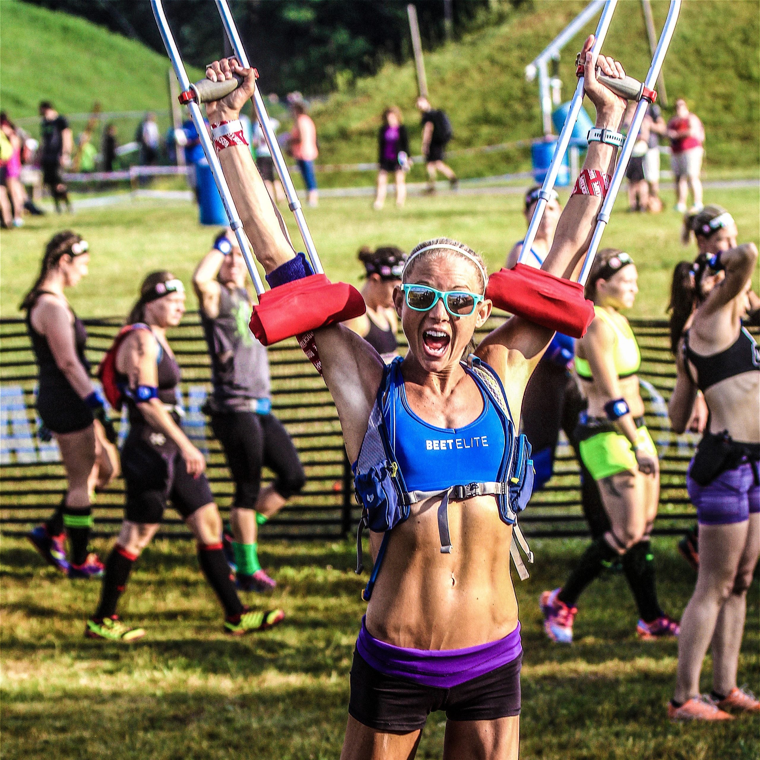 Even though an injury prohibited her from competing, Amelia Boone still got out (on crutches) to cheer on folks at the Spartan Race.