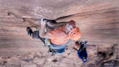 Israeli climbing guide Elad Omer and Sorkin worked tirelessly to find the best climbing sequences to free-climb the most difficult sections on the Sultan ul-Mujahidin. Omer and Eli Nissan began working on this route in 2014 and have spent countless hours to make it a reality. The rock is delicate sandstone. At times, they added a little glue to critical hand- and footholds to ensure the route’s sustainability for future free-climbing impacts.