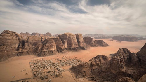 The view of Wadi Rum from the top of Jebel Rum, the tallest summit in the area, at more than 5,750 feet.