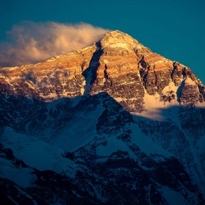 A sunset on Mt. Everest, seen from Base Camp.