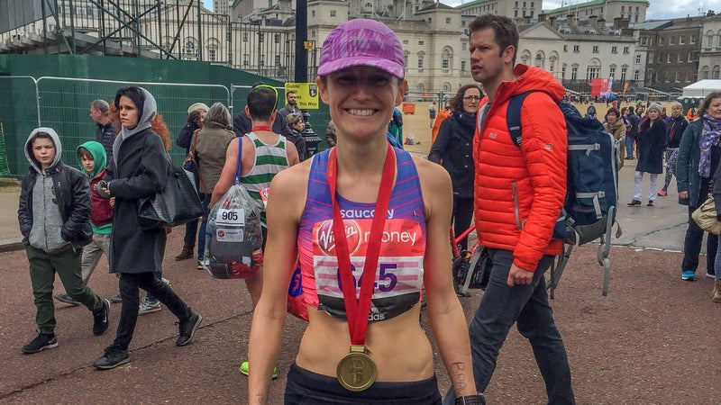 Muir after setting a new personal record at the London Marathon.