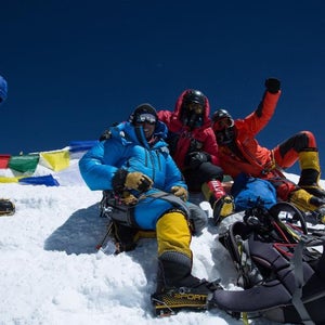 The Alpine Ascents team at the summit of Everest.