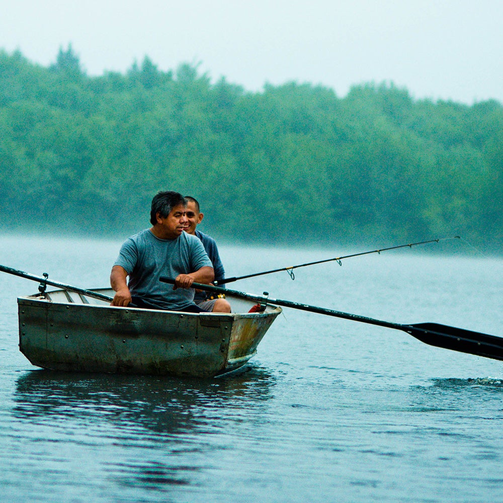 Different perspective of my father and I heading out to fish.