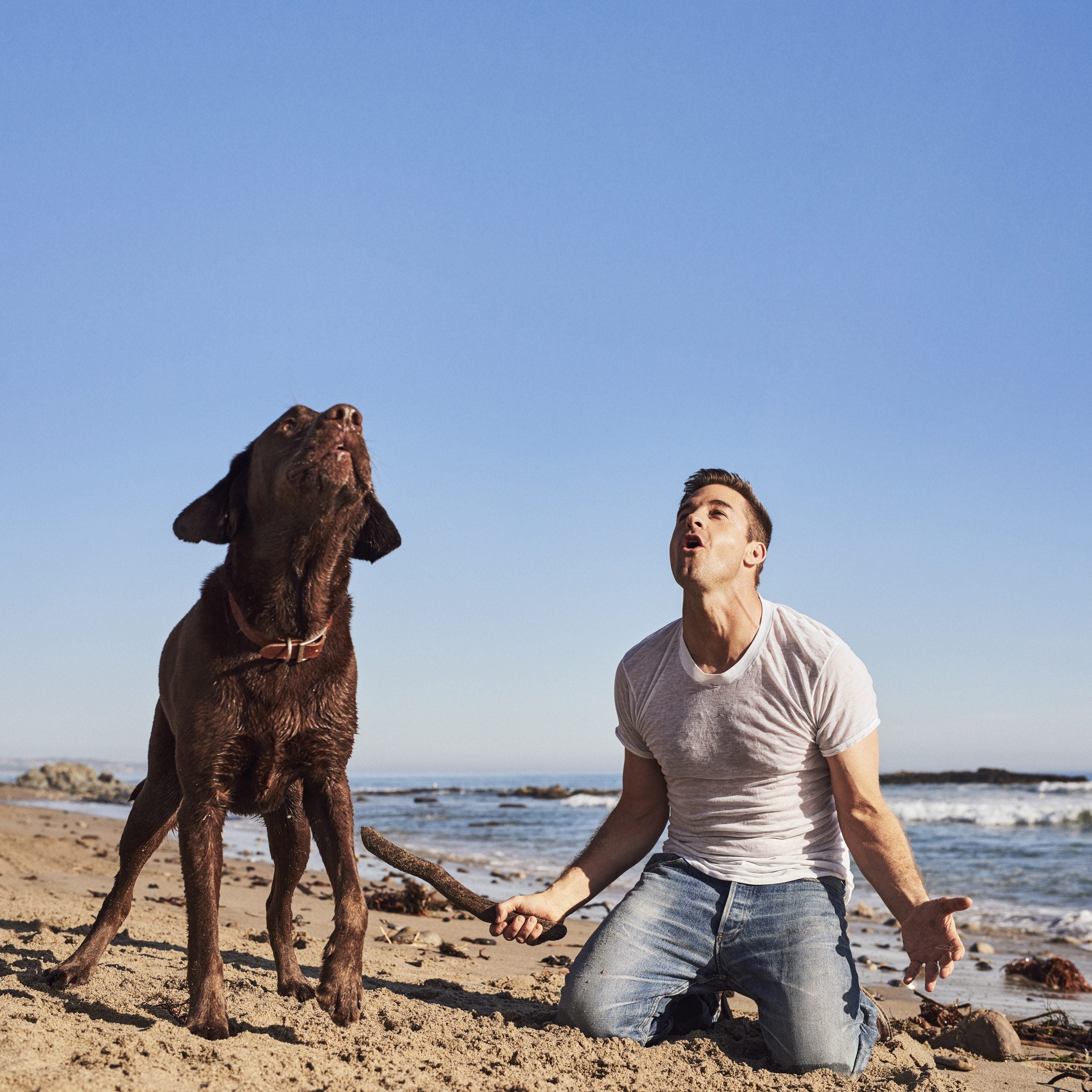 Scott Speedman and his dog Mars in Malibu.