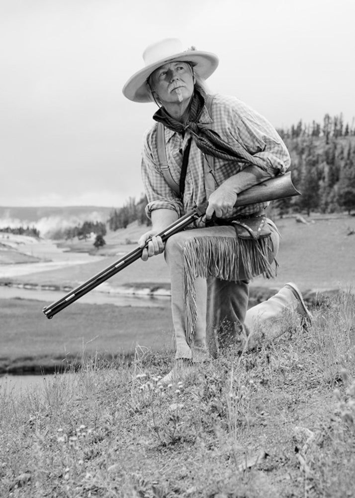 Bob in buckskins recreating the history of the West at Midway Geyser Basin, Yellowstone National Park.