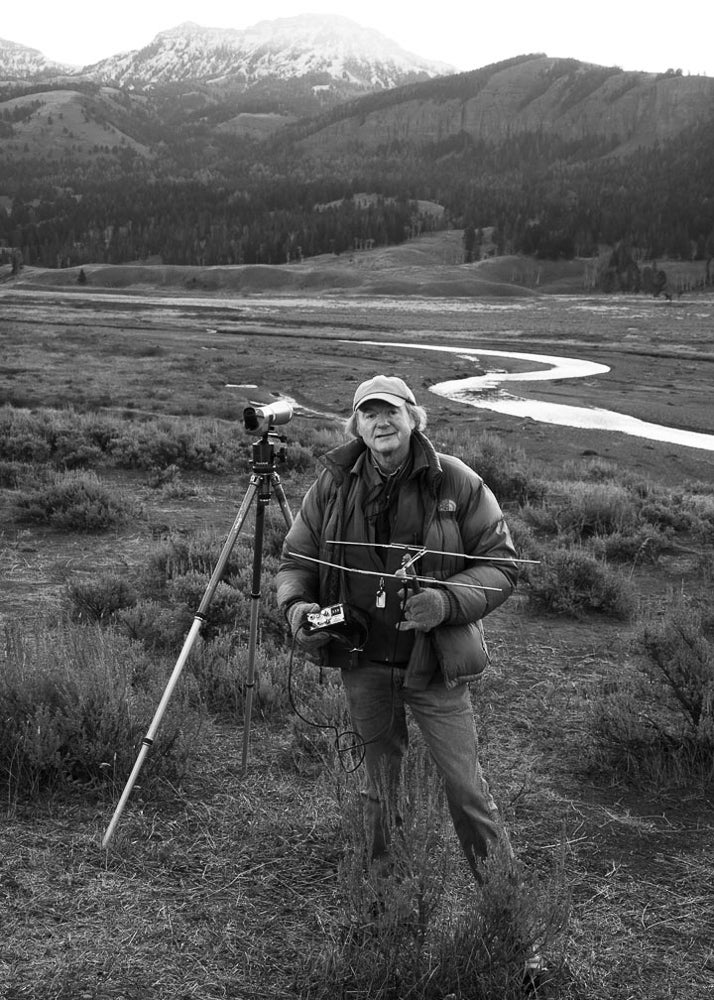 Rick equipped to spot and observe wolves in the wild.