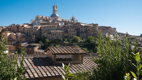 The Medieval town of Siena, which is most famous for its Palio di Siena, a bareback horse race that takes place around the Palazzo.