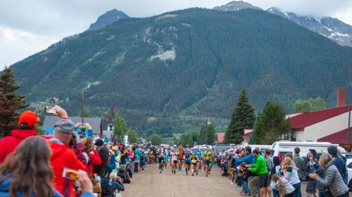 Spectators line the streets of Silverton, Colorado, at 6 a.m. on Friday, July 14, for the start of the race. The 100-mile race, which takes runners up a total of 33,050 vertical feet, connects the towns of Silverton, Ouray, and Telluride. This year’s run saw a noticeable increase in spectators.