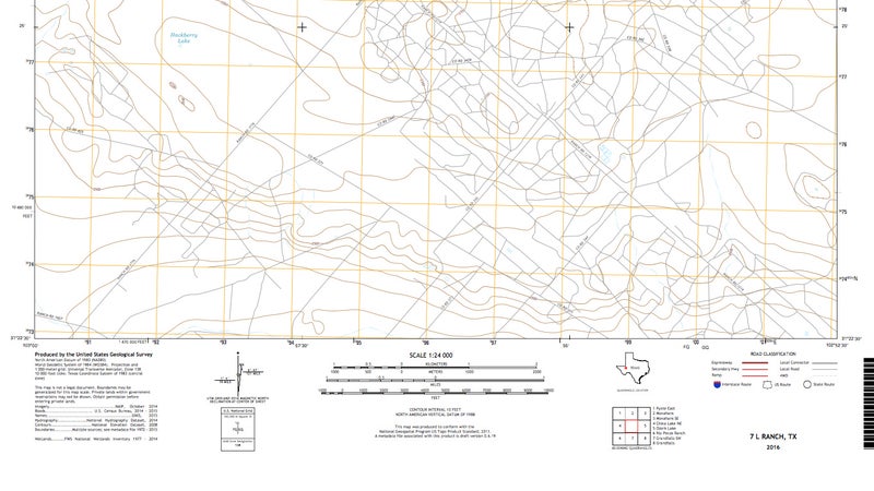 A standard legend on a USGS quadrant map. Legends on other types of maps will be similar.