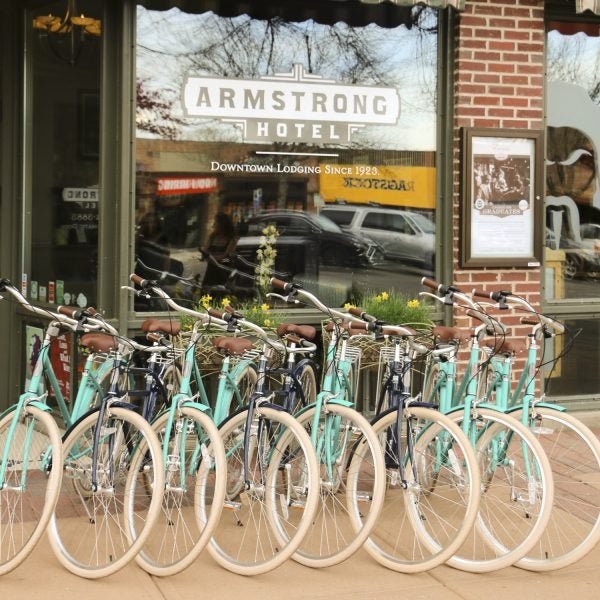 The historic Armstrong Hotel, has an arsenal of 10 free cruiser bikes you can borrow for a ride to Fort Collins’ many breweries.