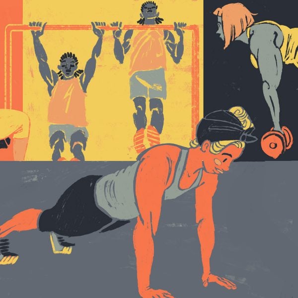 If you’re willing to buy a kettlebell, some dumbbells, and a pull-up bar, you don’t even need to leave your home to do this minimalist workout.