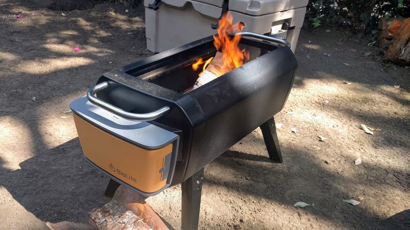 The FirePit works great as a fire pit, too. The forced air induction helps the fire burn hotter, which eliminates most of the smoke, while projecting heat strongly outwards.