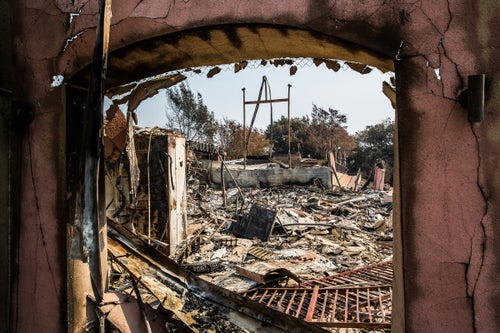 The remains of the tasting room at the Paradise Ridge Winery in Santa Rosa, California on October 13, 2017. As of Friday night, the Tubbs Fire had burned more than 2,000 homes in the Santa Rosa area.