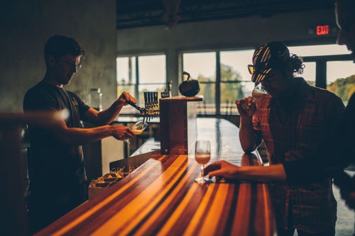 Joe properly sniffing the incredible “Self Reliance #2” , an American pale ale hopped with Vic Secret and Enigma hops from New Zealand. Perfect in every way, Self Reliance has an amazing and unmatched complexity. Joe says it might be the best beer he’s ever had. I agree.