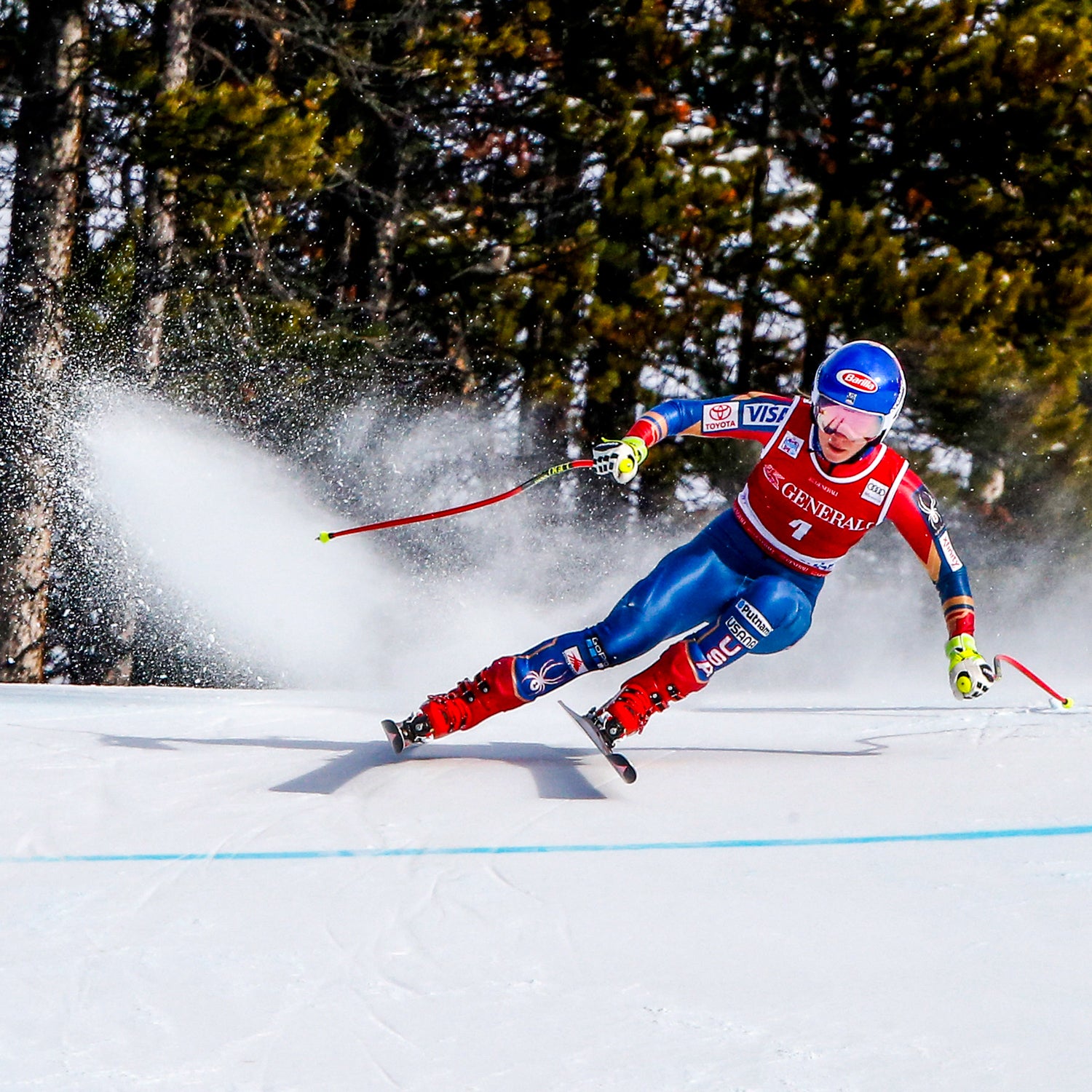 Mikaela Shiffrin in action in Lake Louise, Canada.