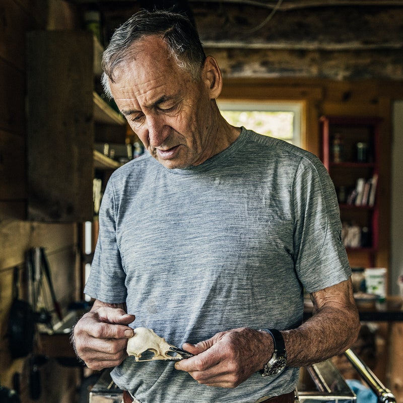 Heinrich examining a raven’s skull.