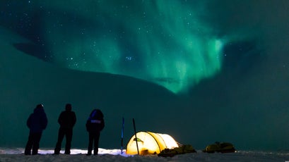 One night, the clouds broke open just in time to show off the Northern Lights before bedtime.