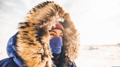 The author on the sea ice of Frobisher Bay.