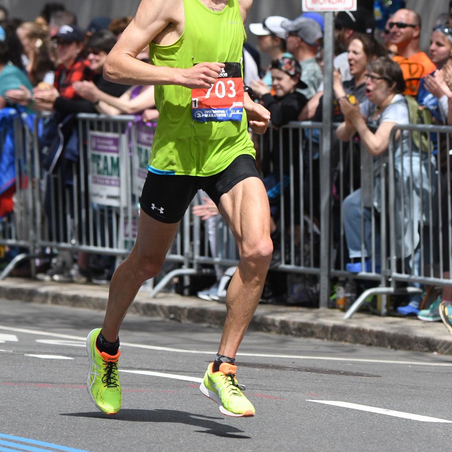 I use the 1-inch Argyle version for running in warm temperatures, like the 2017 Boston Marathon with 70-degree temperatures. They are the fastest looking iteration of the Wooleator.
