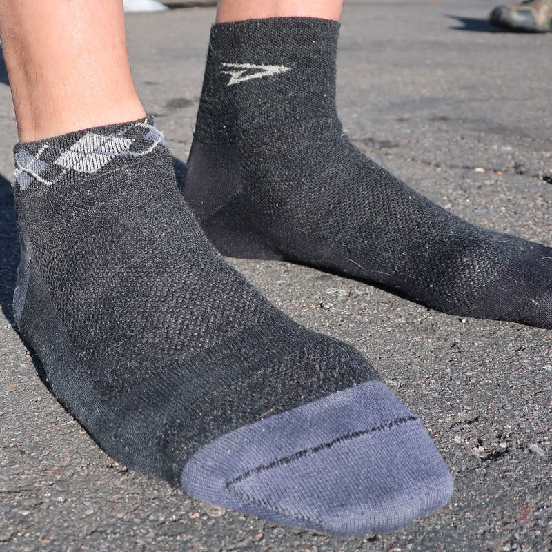 The Wooleator (and its polyester equivalent, the Aireator) has a mesh top that dissipates heat and moisture more quickly than non-mesh areas of the sock.