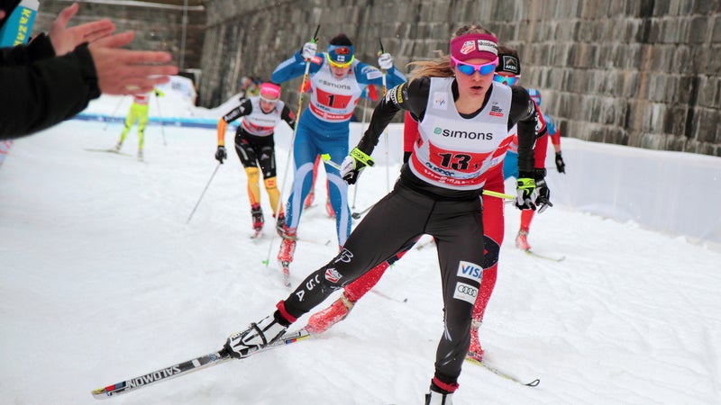 Team USA's Jessie Diggins competes in the 2012 FIS Cross-Country World Cup.