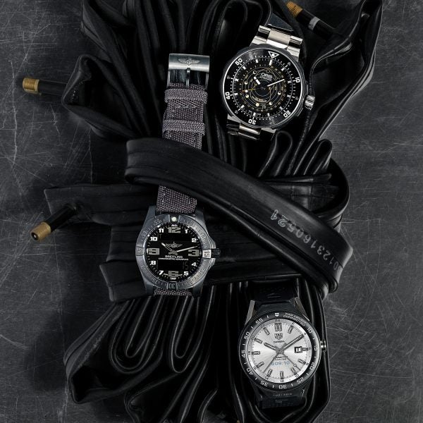 Titanium keeps these classic metal timepieces light on the wrist.