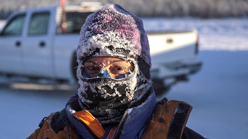 Michelle Smith, of the UK, at the 100 mile finish line.