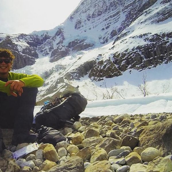 Marc-Andre Leclerc after after soloing Infinite Patience on Emperor Face.