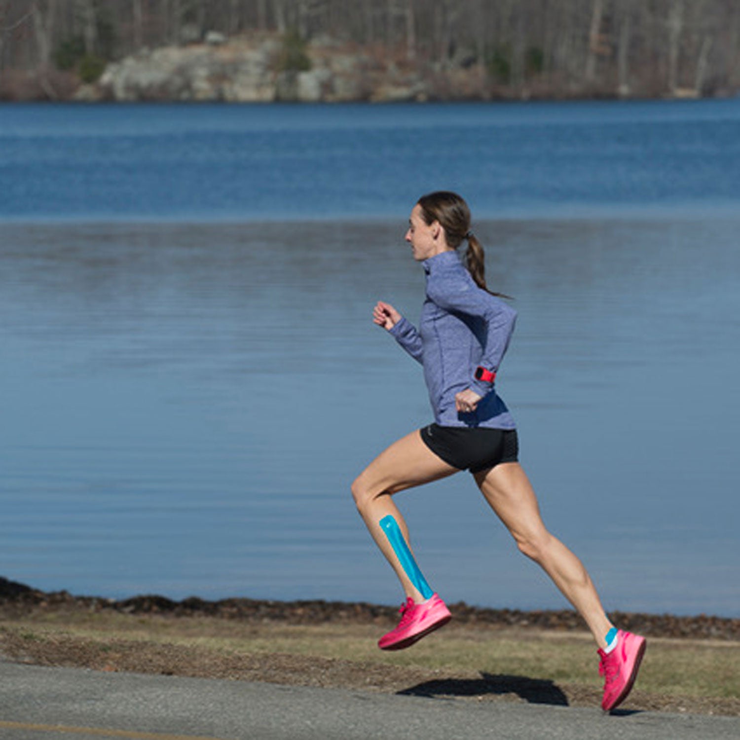 Molly Huddle running in Providence, Rhode Island.