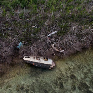 What remains of the charter boat Goddess Athena after Irma