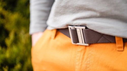 Once you’ve worn a stretchy belt, you’ll never go back. Not only does it keep your pants up and go with shorts, slacks, or denim, but it also gives and moves while you ride your bike to work, while you bang out a couple pull ups at your door during lunch, and after you’ve had too many post-work beers.
