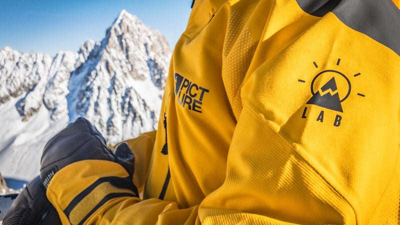 If one looks closely, the unique construction can be seen clearly—a marked departure from traditional waterproof skiing jackets and shells.