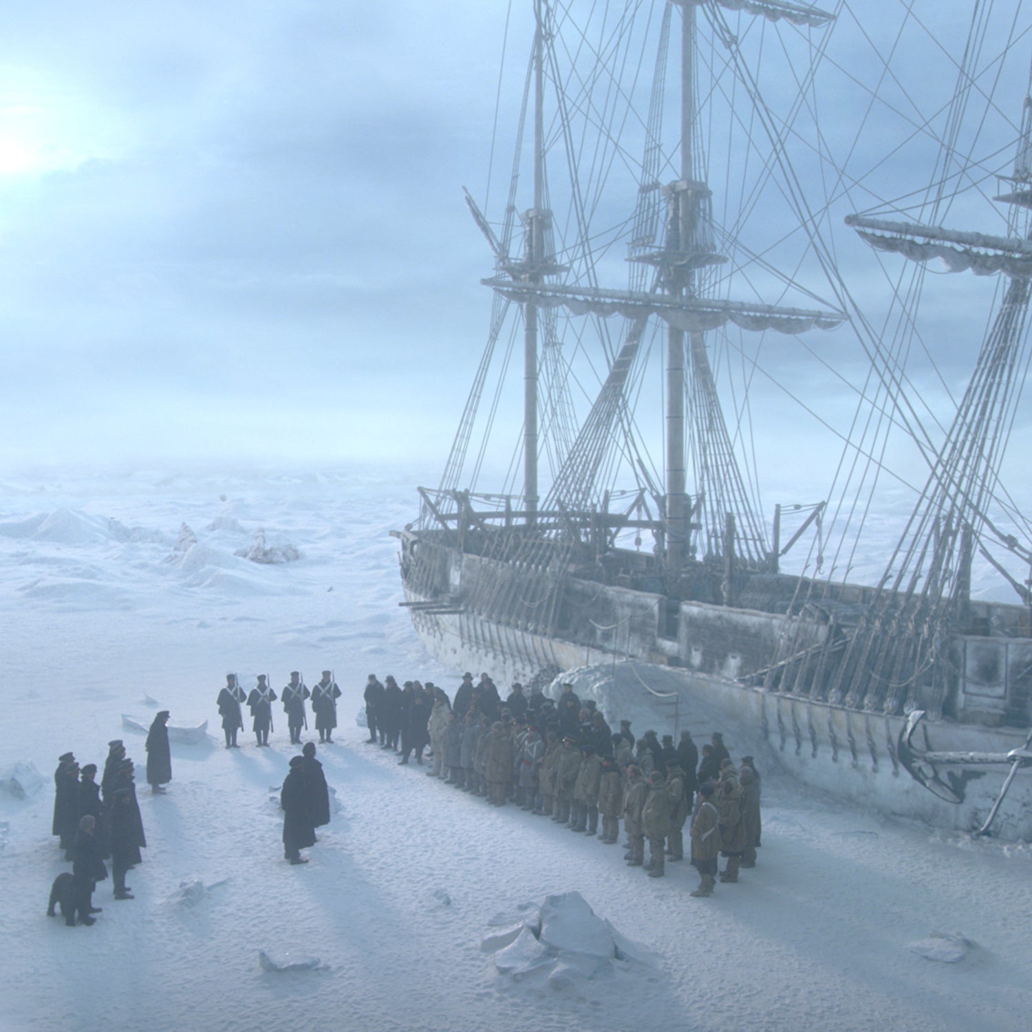 Sir John Franklin’s men huddle in the middle of the Arctic in AMC’s 'The Terror.'