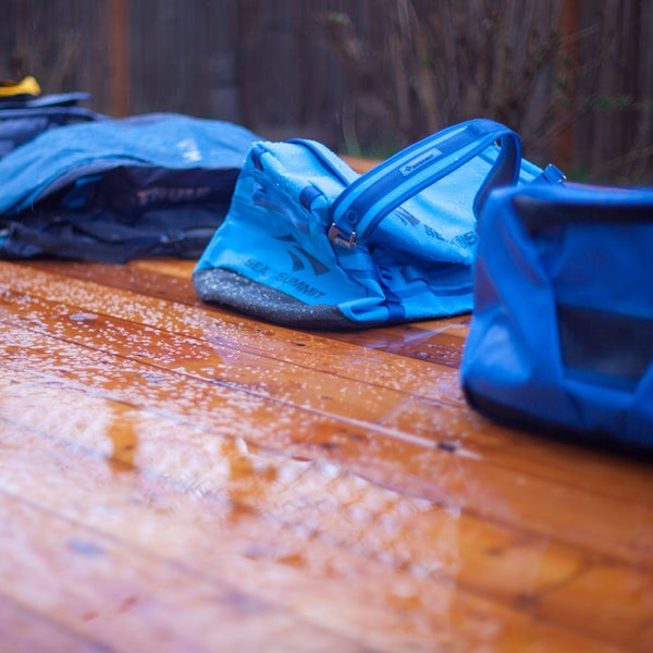 Duffels must meet three criteria: they’ve got to be rugged and weatherproof, capable of backpack-style carry, and outfitted with daisy chains for easy tie down.